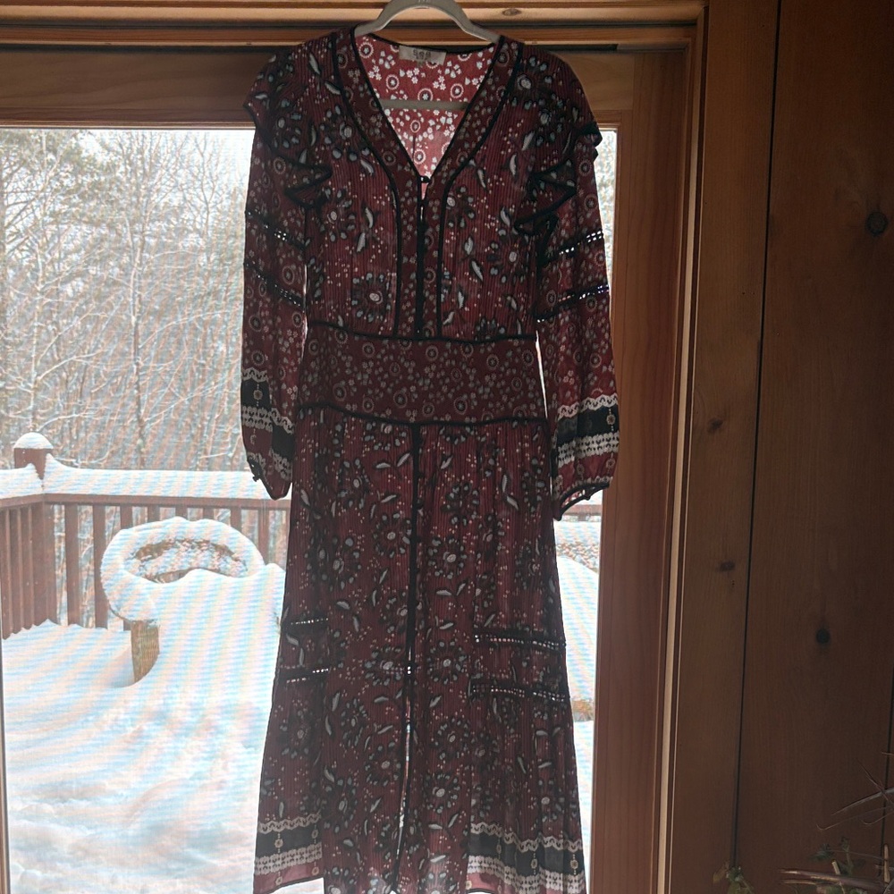 Sea New York terra-cotta Floral Long Sleeve Dress